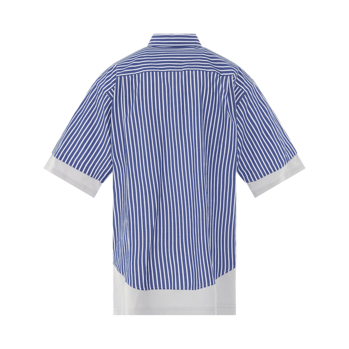 Crinkled Stripe Poplin Layered Shirt in Blue/White