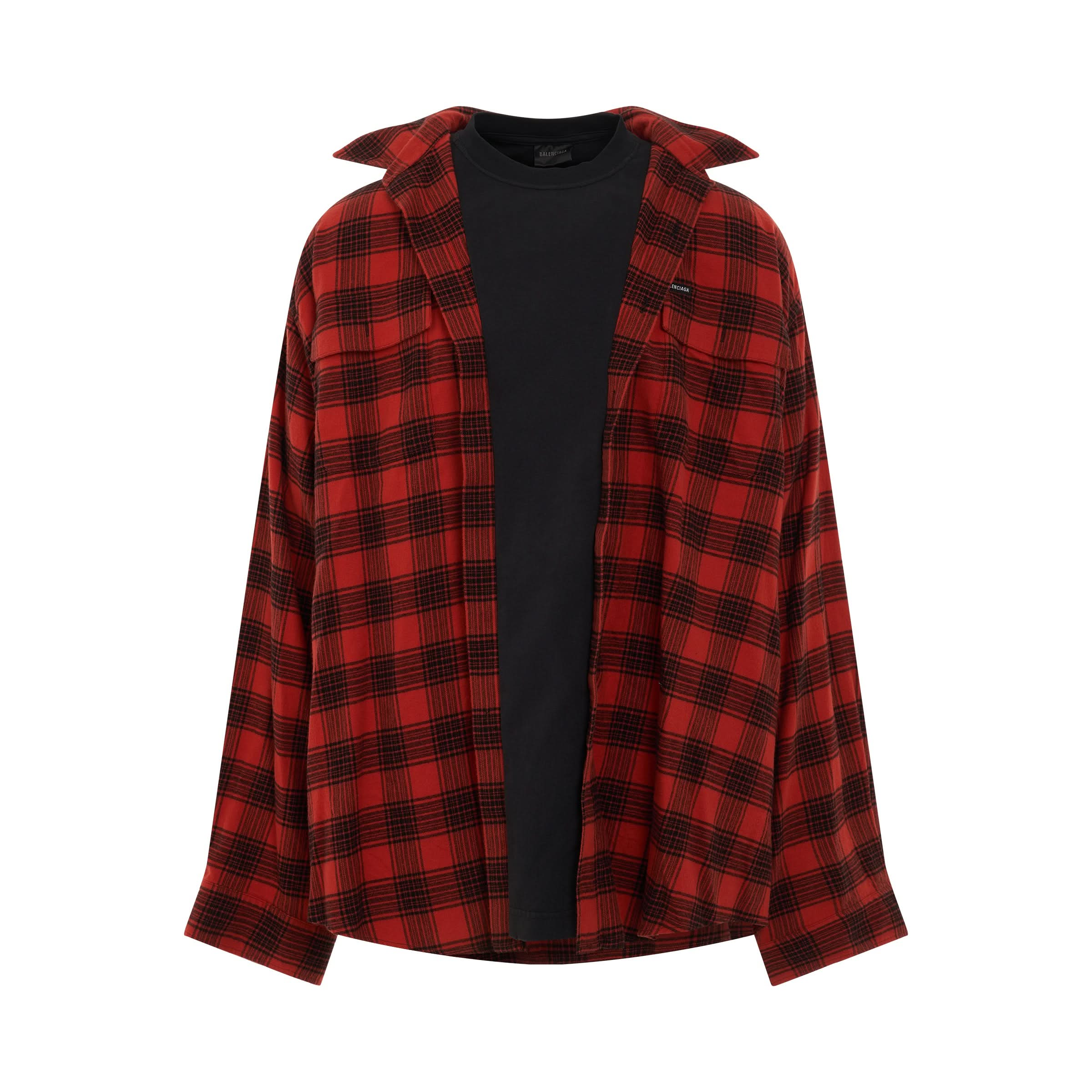 Trompe L
oeil Oversized Shirt in Red/Black