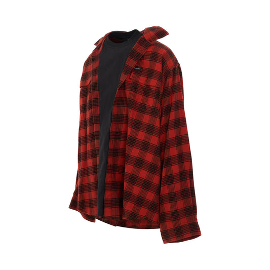 Trompe L
oeil Oversized Shirt in Red/Black