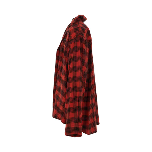 Trompe L
oeil Oversized Shirt in Red/Black