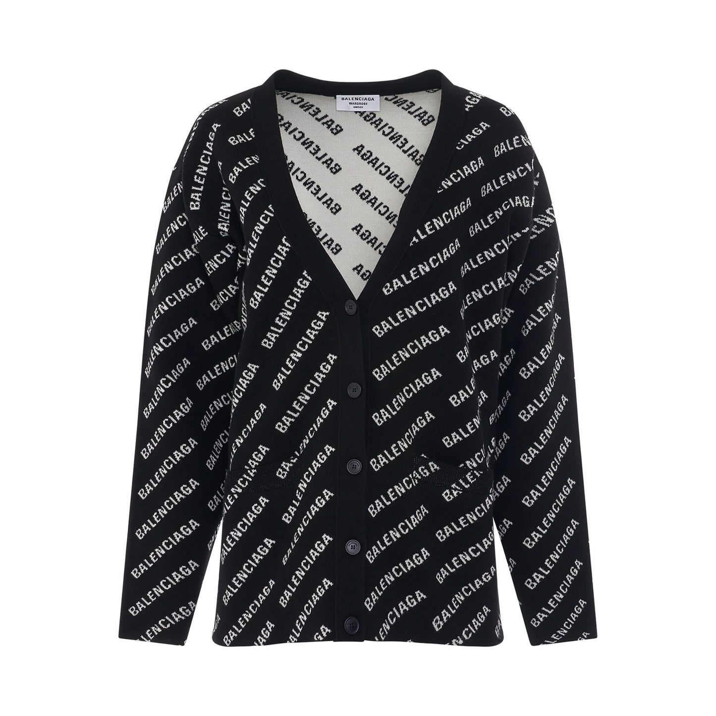 Mini Logo All Over Knit Cardigan in Black/White