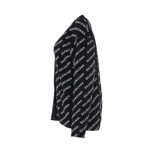 Mini Logo All Over Knit Cardigan in Black/White