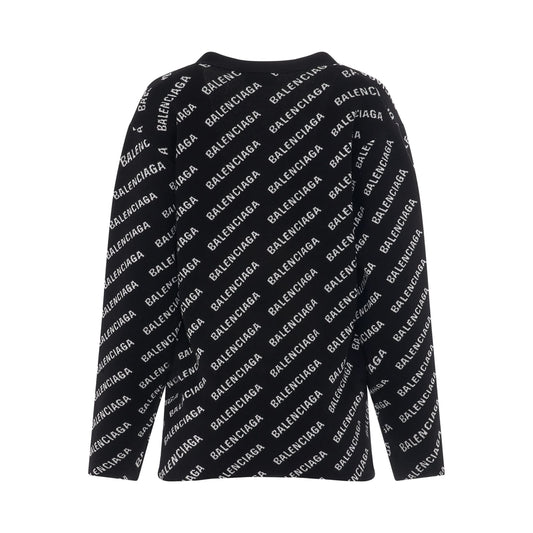 Mini Logo All Over Knit Cardigan in Black/White