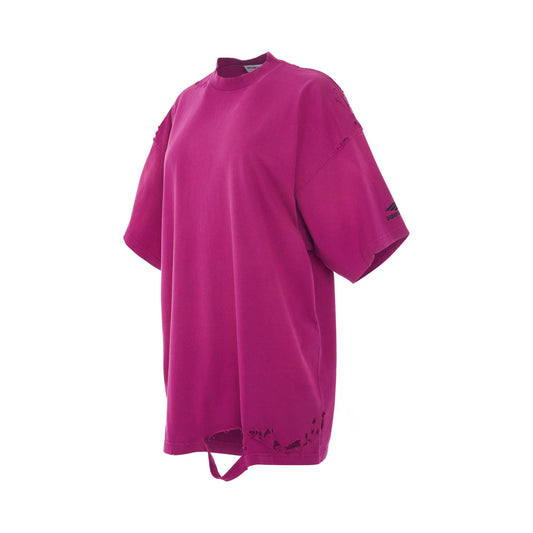 3B Sports Icon Repaired Oversized T-Shirt in Dark Fucshia