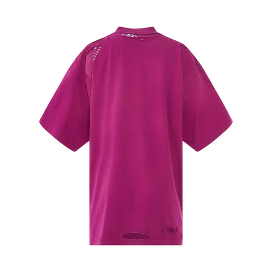 3B Sports Icon Repaired Oversized T-Shirt in Dark Fucshia