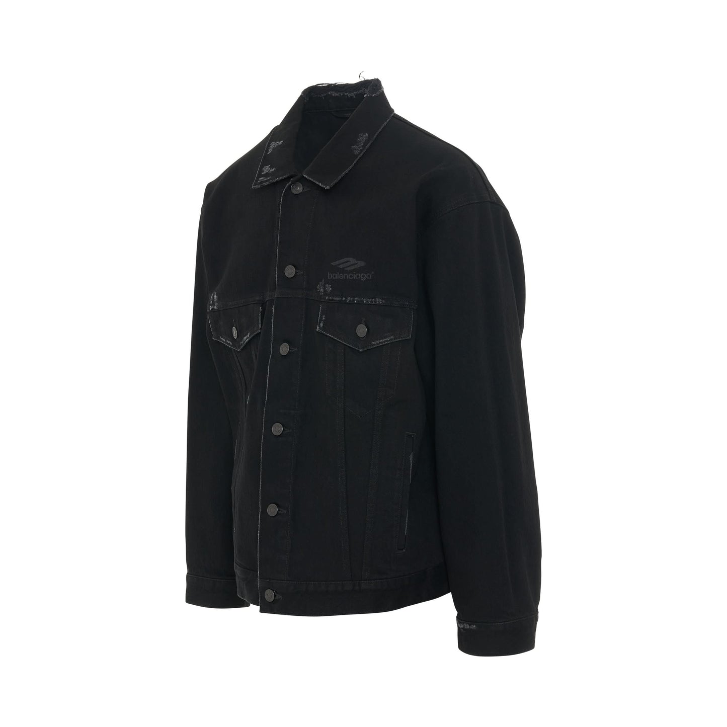 3B Sports Icon Large Fit Denim Jacket in Rubber Black