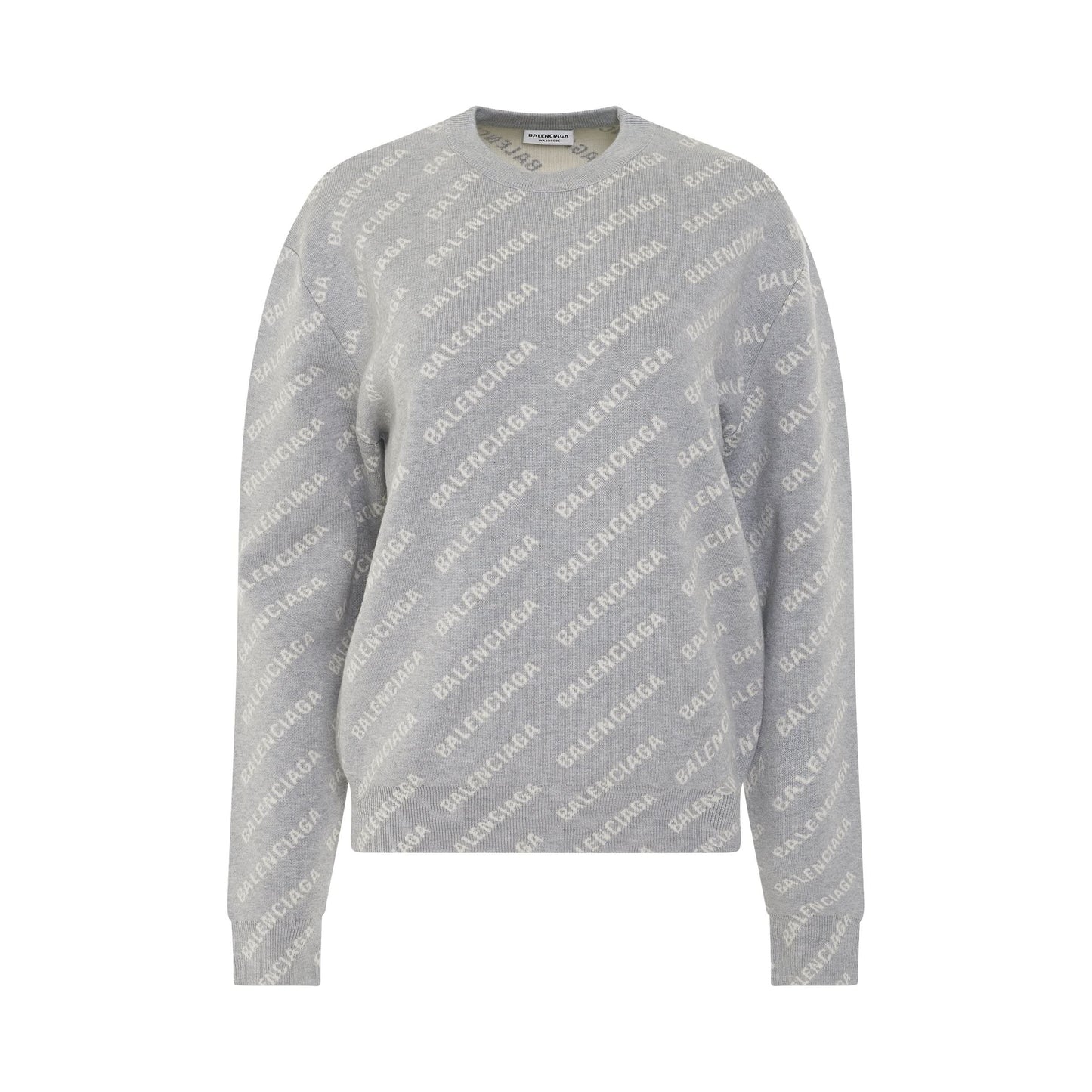 Mini Logo All Over Knit Crewneck in Grey