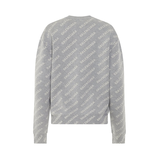 Mini Logo All Over Knit Crewneck in Grey