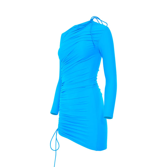 Mini Matte Spandex Dress in Cyan