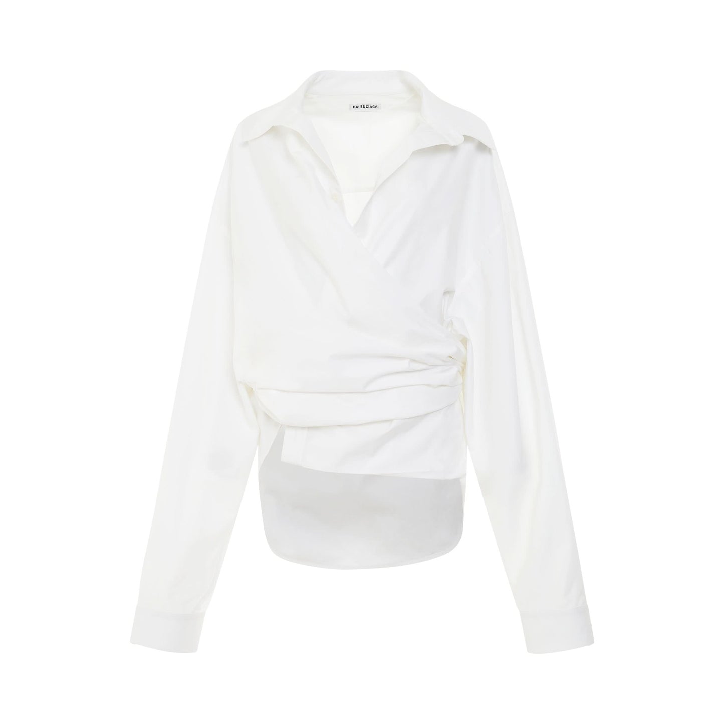 Poplin Wrap Oversized Shirt in White