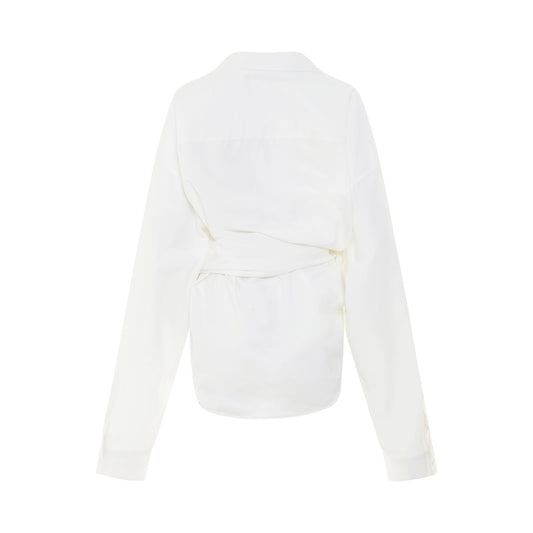 Poplin Wrap Oversized Shirt in White