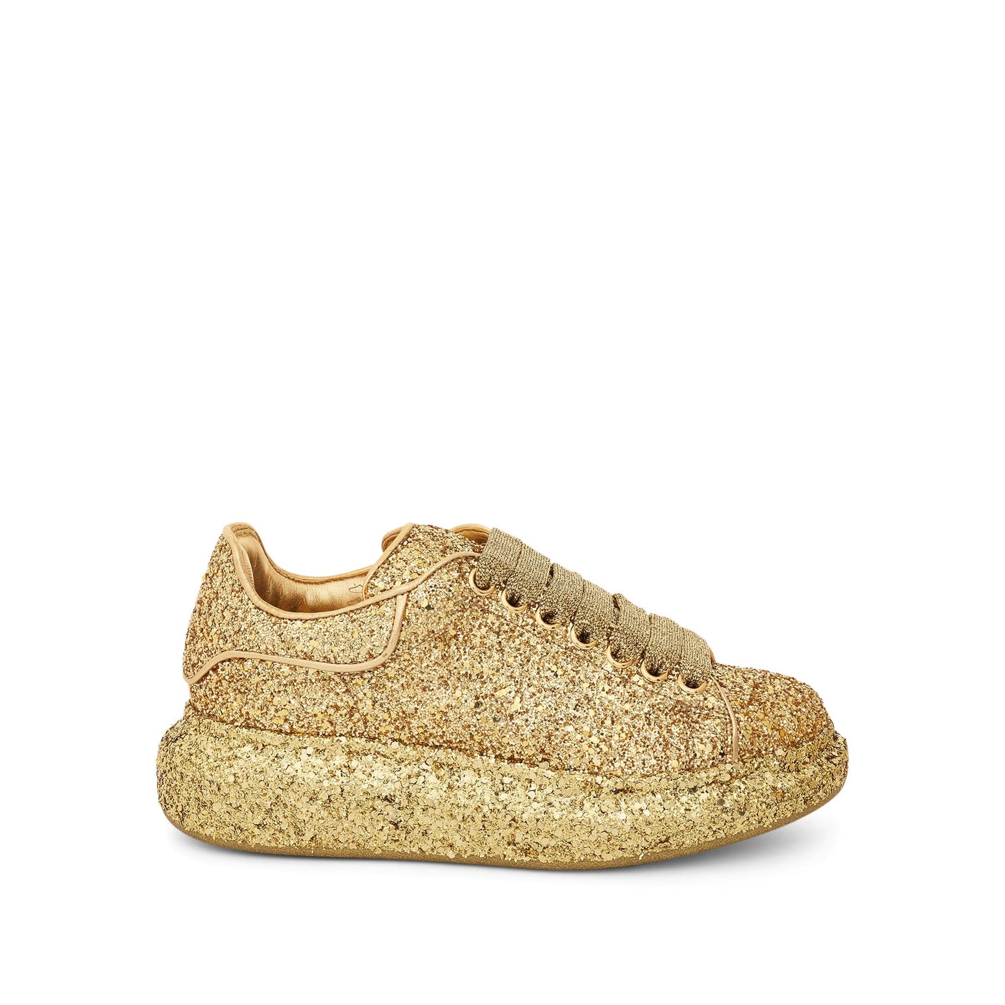 Larry Oversized Heel Glitter Sneaker in Gold