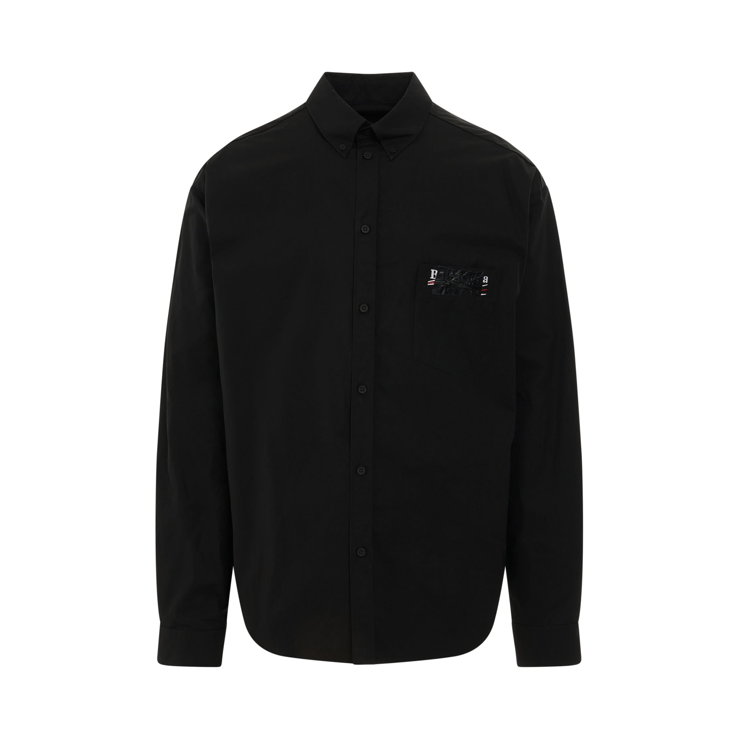 Long Sleeves Oversized Shirt in Black