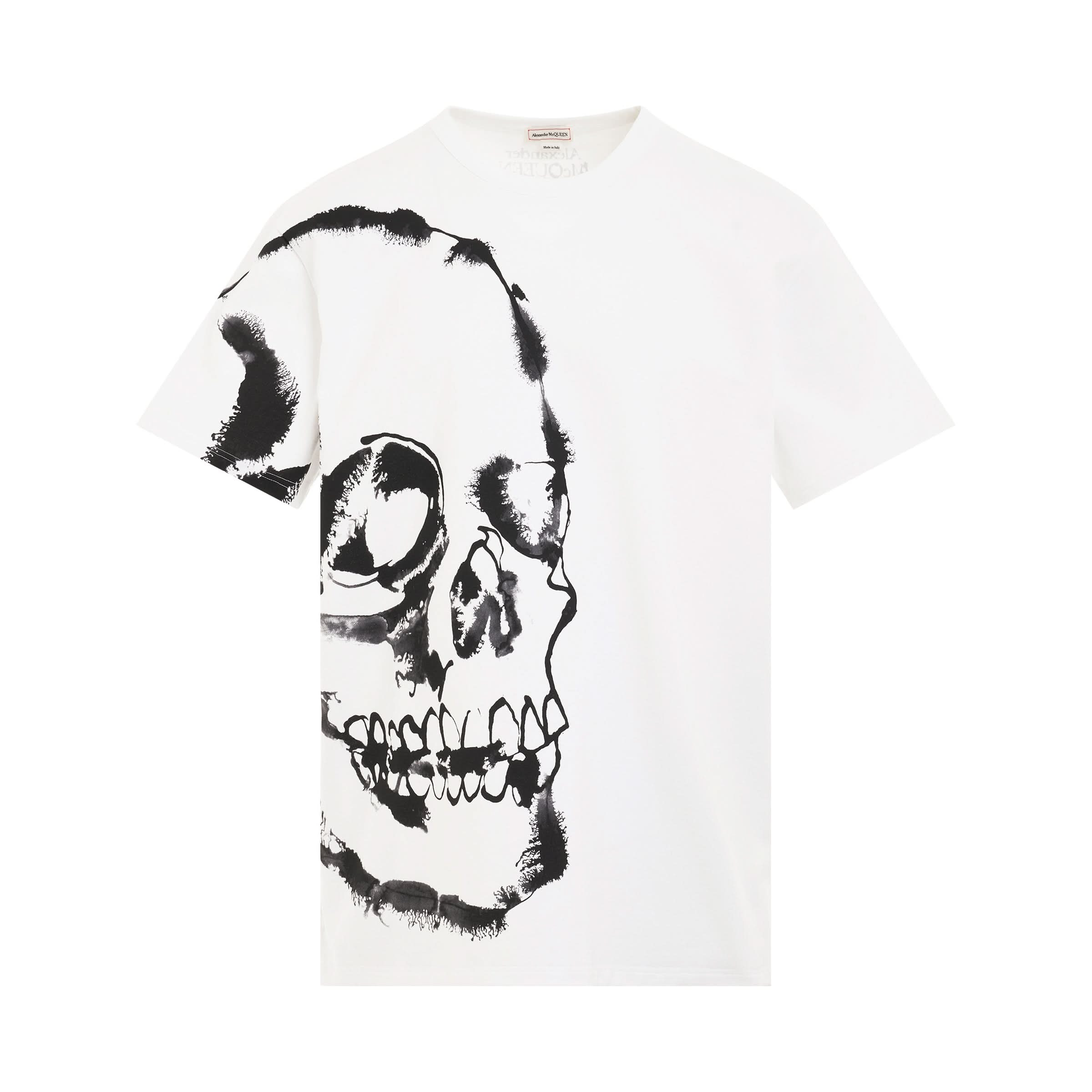 Watercolour Skull T-Shirt in White/Black