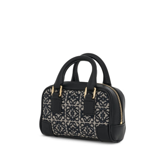 Nano Amazona Bag in Anagram Jacquard and Calfskin in Navy