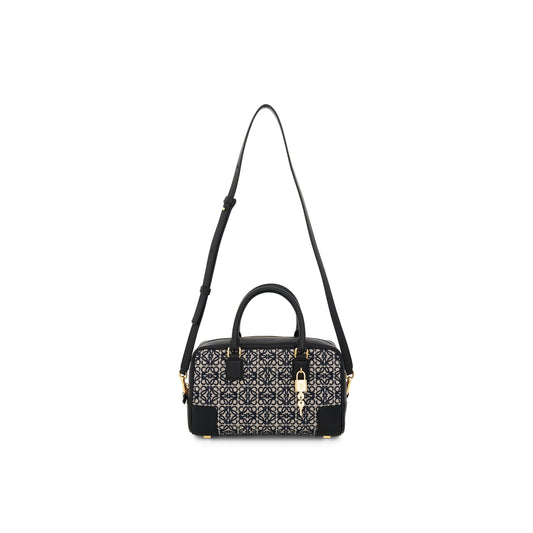 Amazona 23 Bag in Anagram Jacquard and Calfskin in Navy