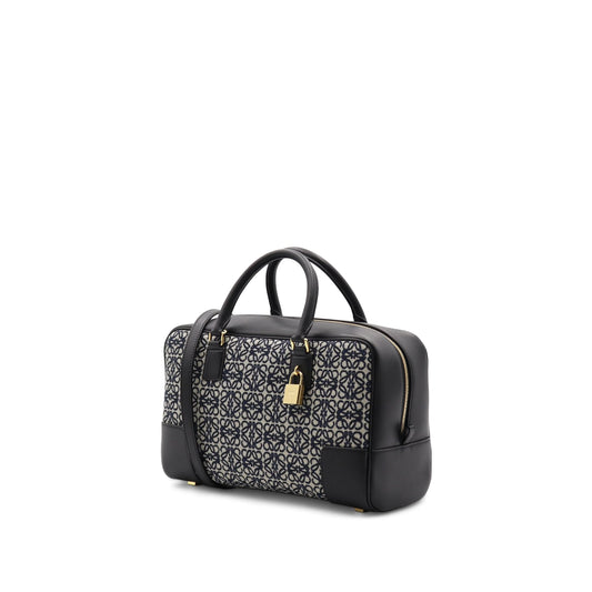 Amazona 28 Bag in Anagram Jacquard and Calfskin in Navy