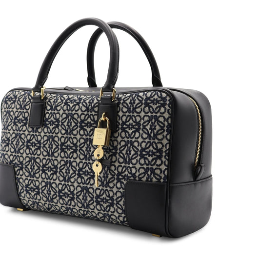 Amazona 28 Bag in Anagram Jacquard and Calfskin in Navy