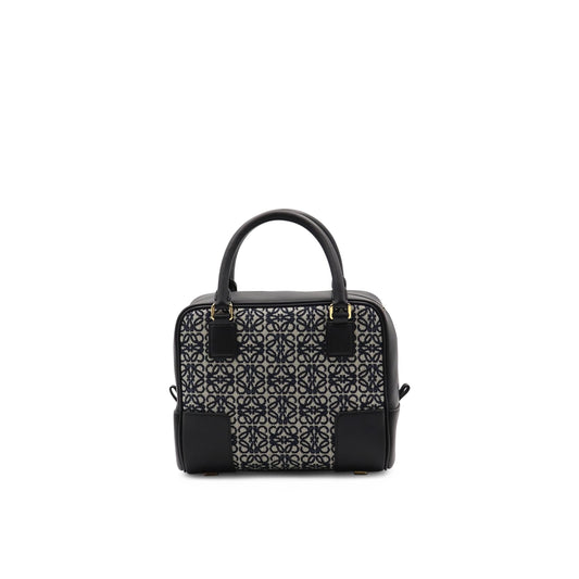 Amazona 19 Bag in Anagram Jacquard and Calfskin in Navy