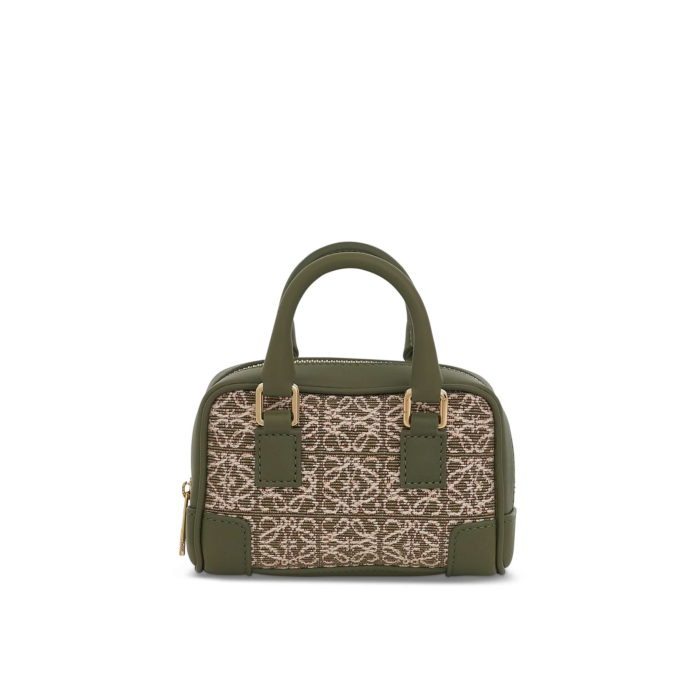 Nano Amazona Bag in Anagram Jacquard and Calfskin in Green