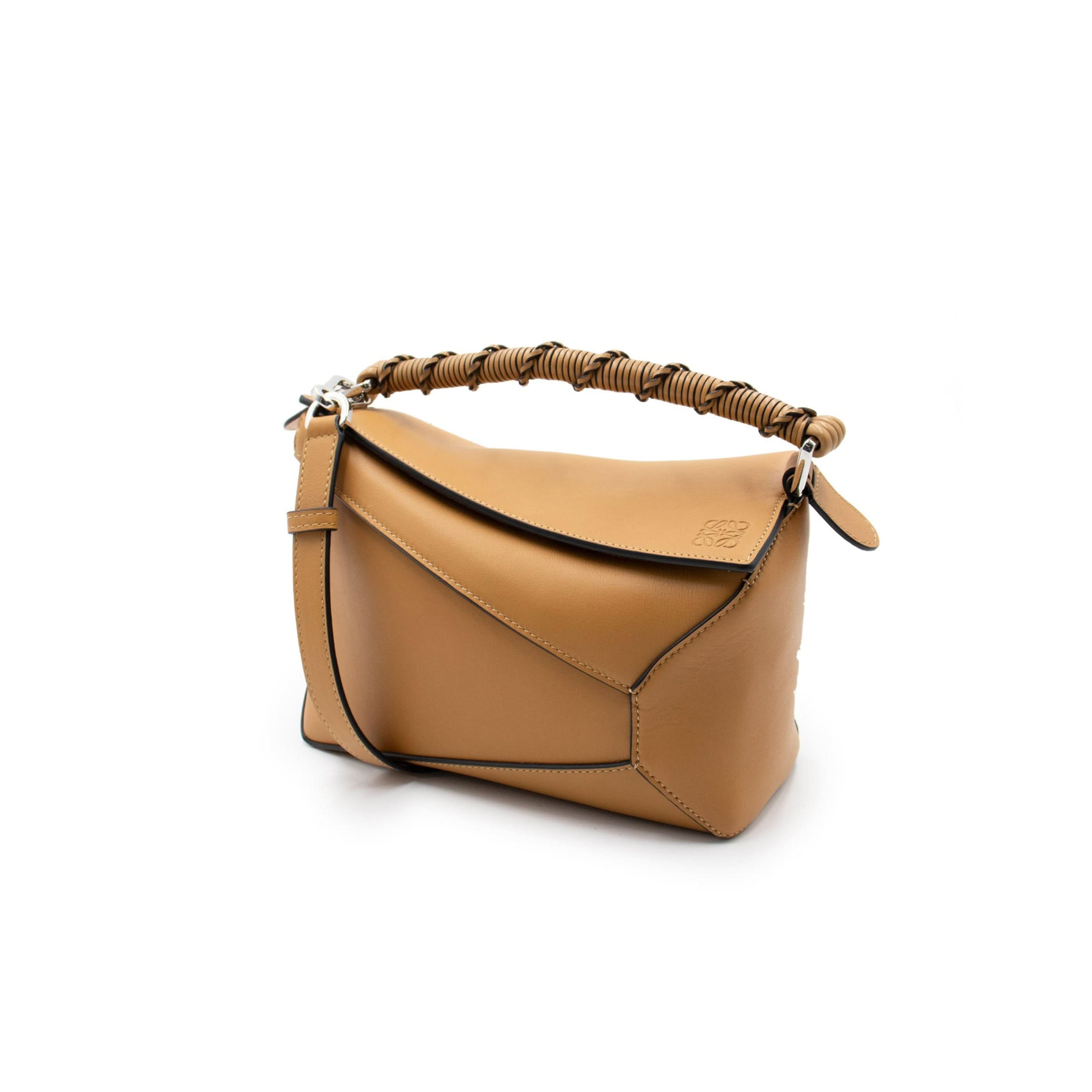 Small Puzzle Edge Bag in Nappa Calfskin in Warm Desert