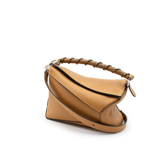 Small Puzzle Edge Bag in Nappa Calfskin in Warm Desert