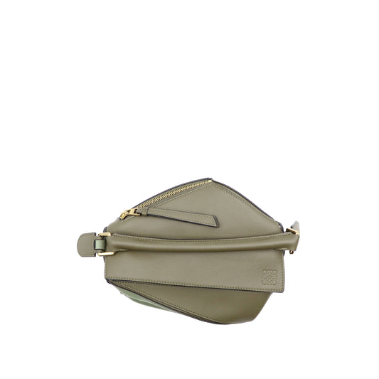 Small Puzzle Bag in Classic Calfskin in Green/Light Oat