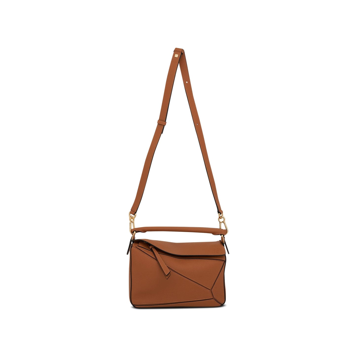 Small Puzzle Bag in Soft Grained Calfskin Leather in Light Caramel