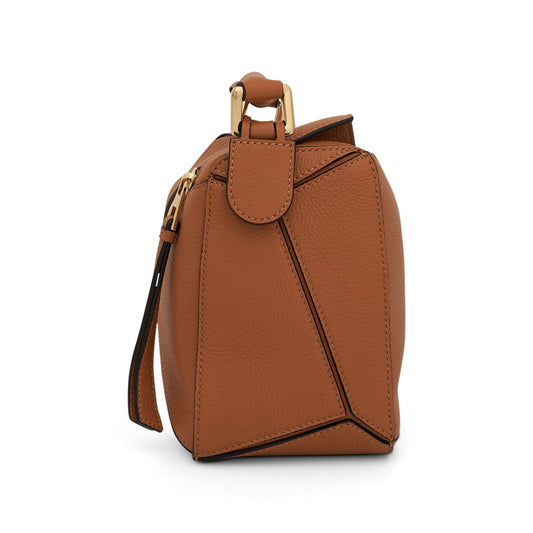 Small Puzzle Bag in Soft Grained Calfskin Leather in Light Caramel