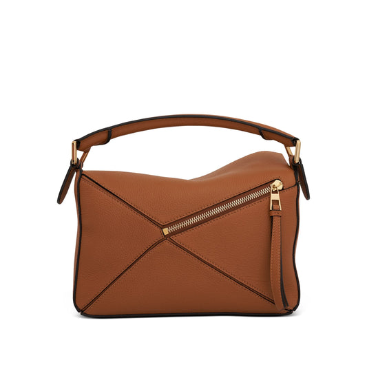 Small Puzzle Bag in Soft Grained Calfskin Leather in Light Caramel