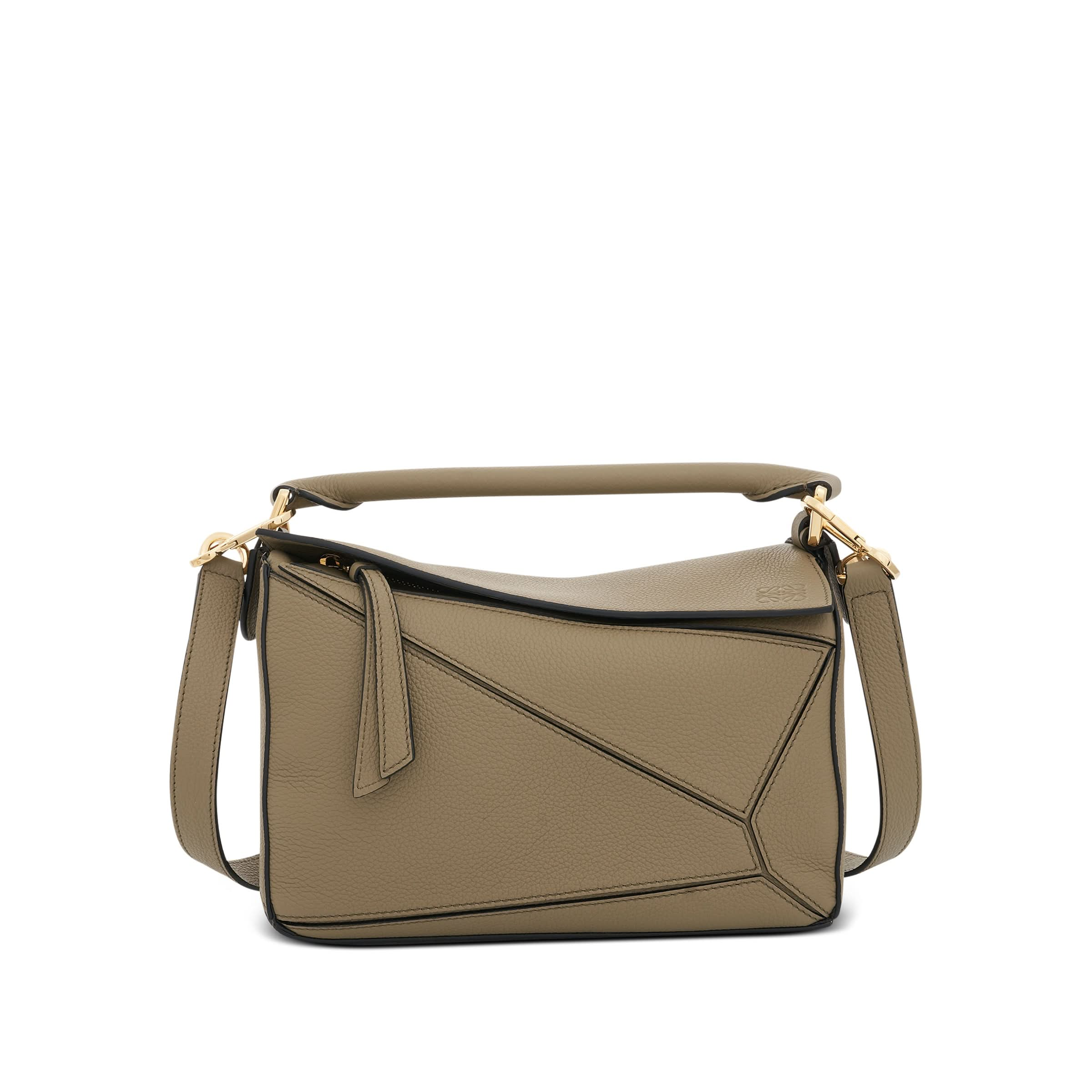 Small Puzzle Bag in Soft Grained Calfskin Leather in Artichoke Green