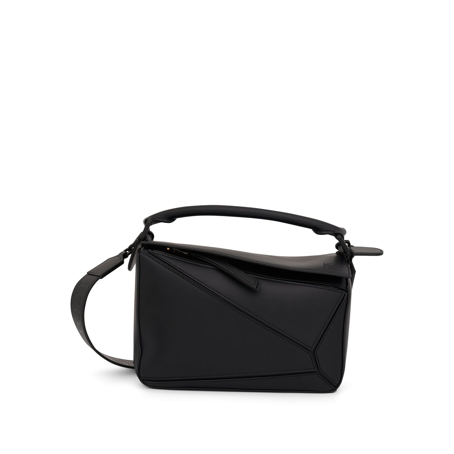 Small Puzzle Bag in Satin Calfskin in Black