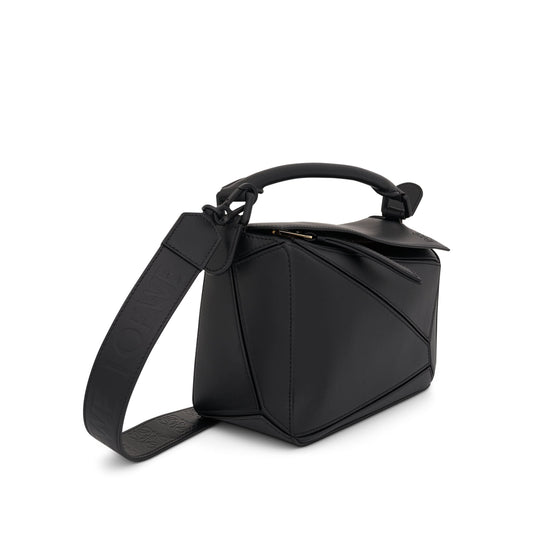 Small Puzzle Bag in Satin Calfskin in Black