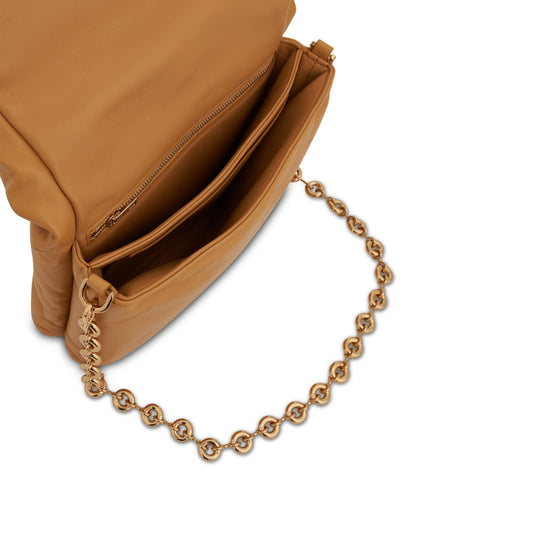 Puffer Goya Bag in Shiny Nappa Lambskin in Camel