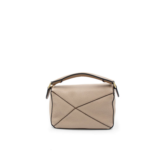 Mini Puzzle Bag in Soft Grained Calfskin in Sand/Mink