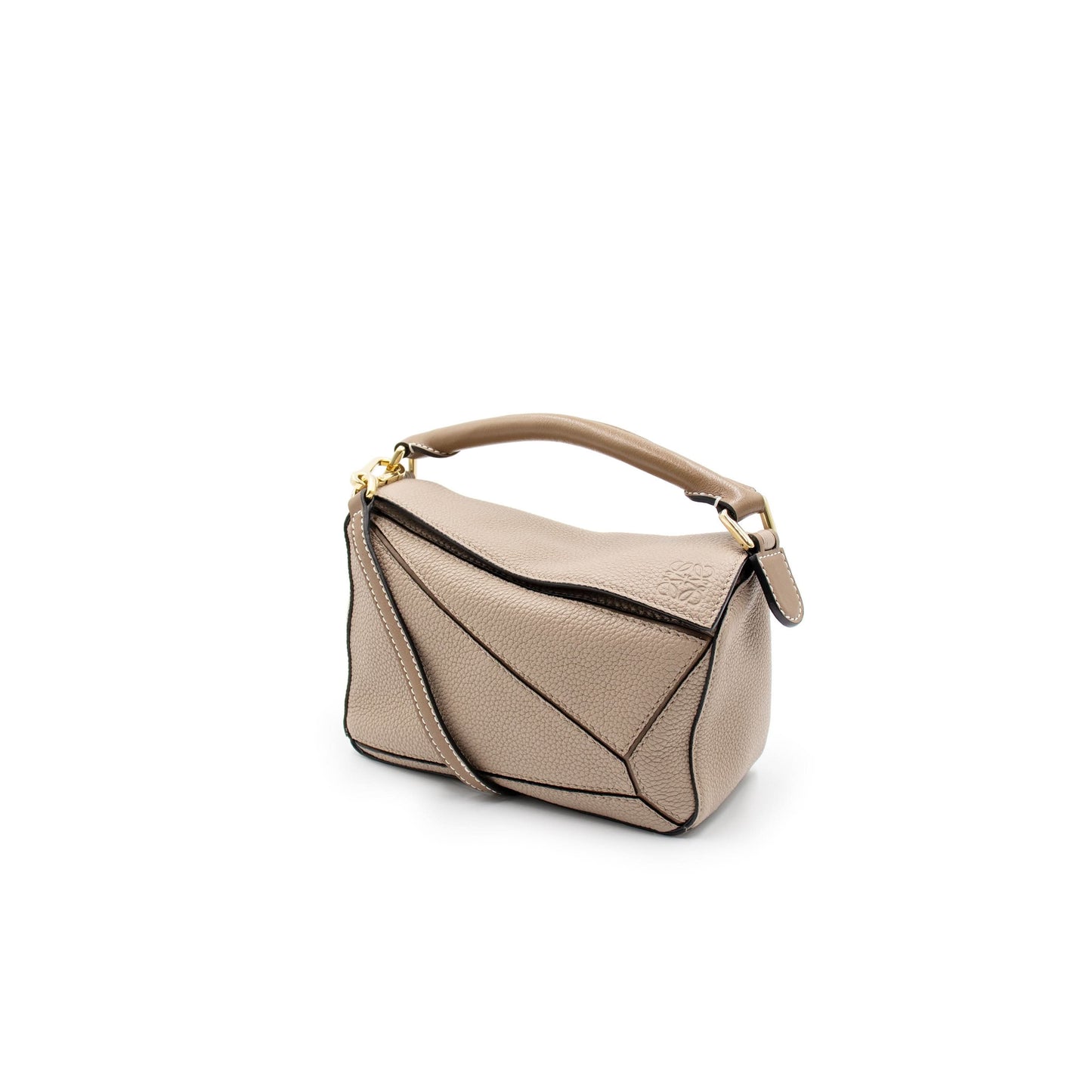 Mini Puzzle Bag in Soft Grained Calfskin in Sand/Mink