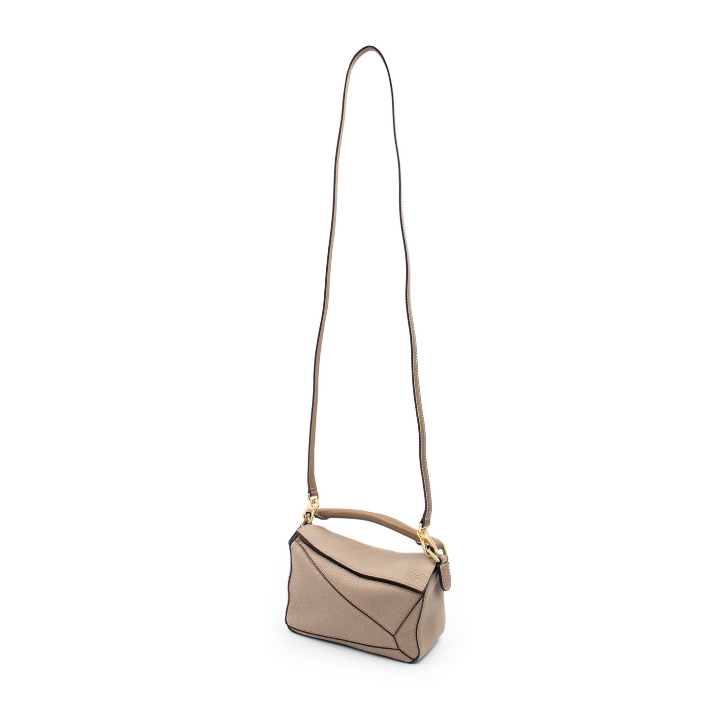 Mini Puzzle Bag in Soft Grained Calfskin in Sand/Mink