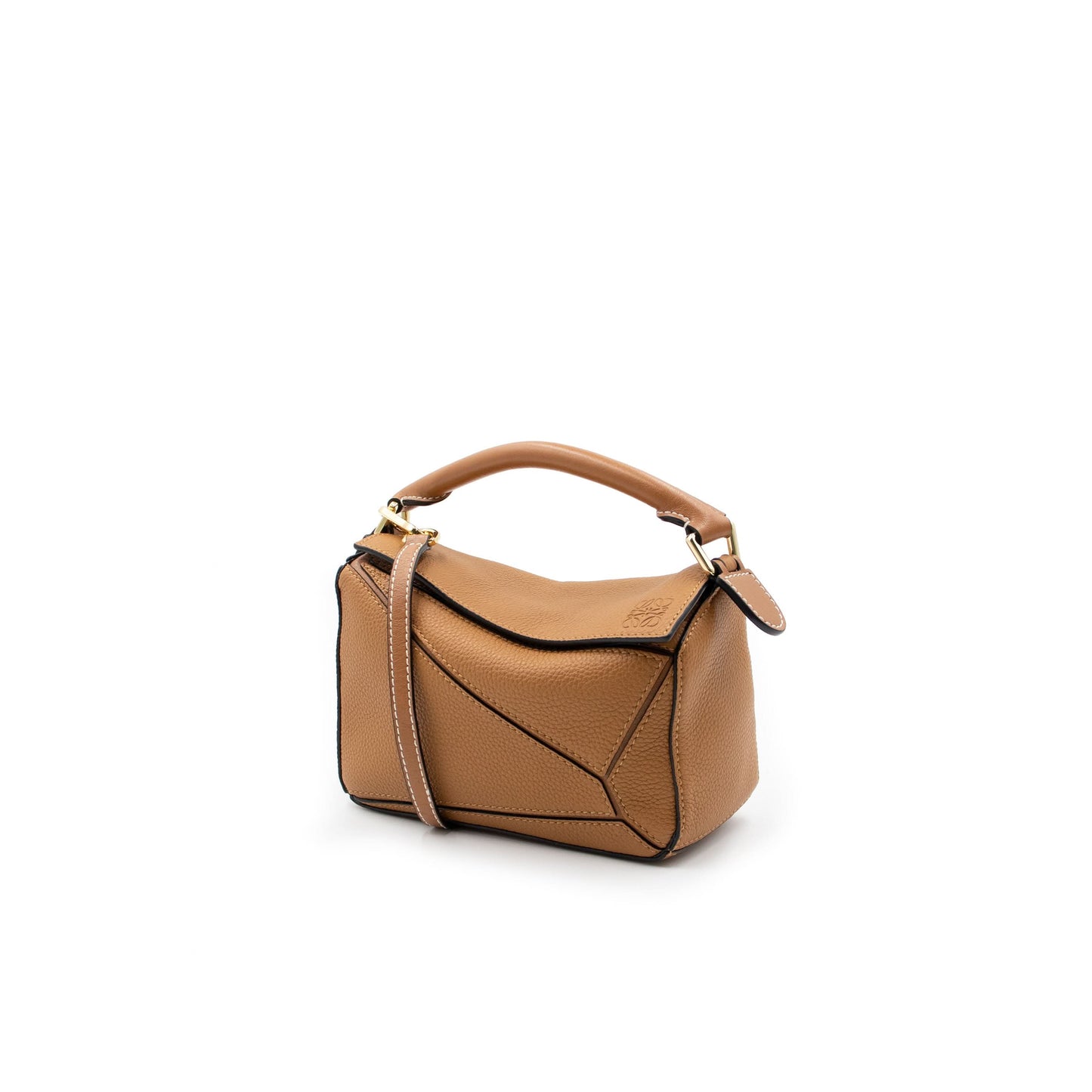 Mini Puzzle Bag in Soft Grained Calfskin in Light Caramel