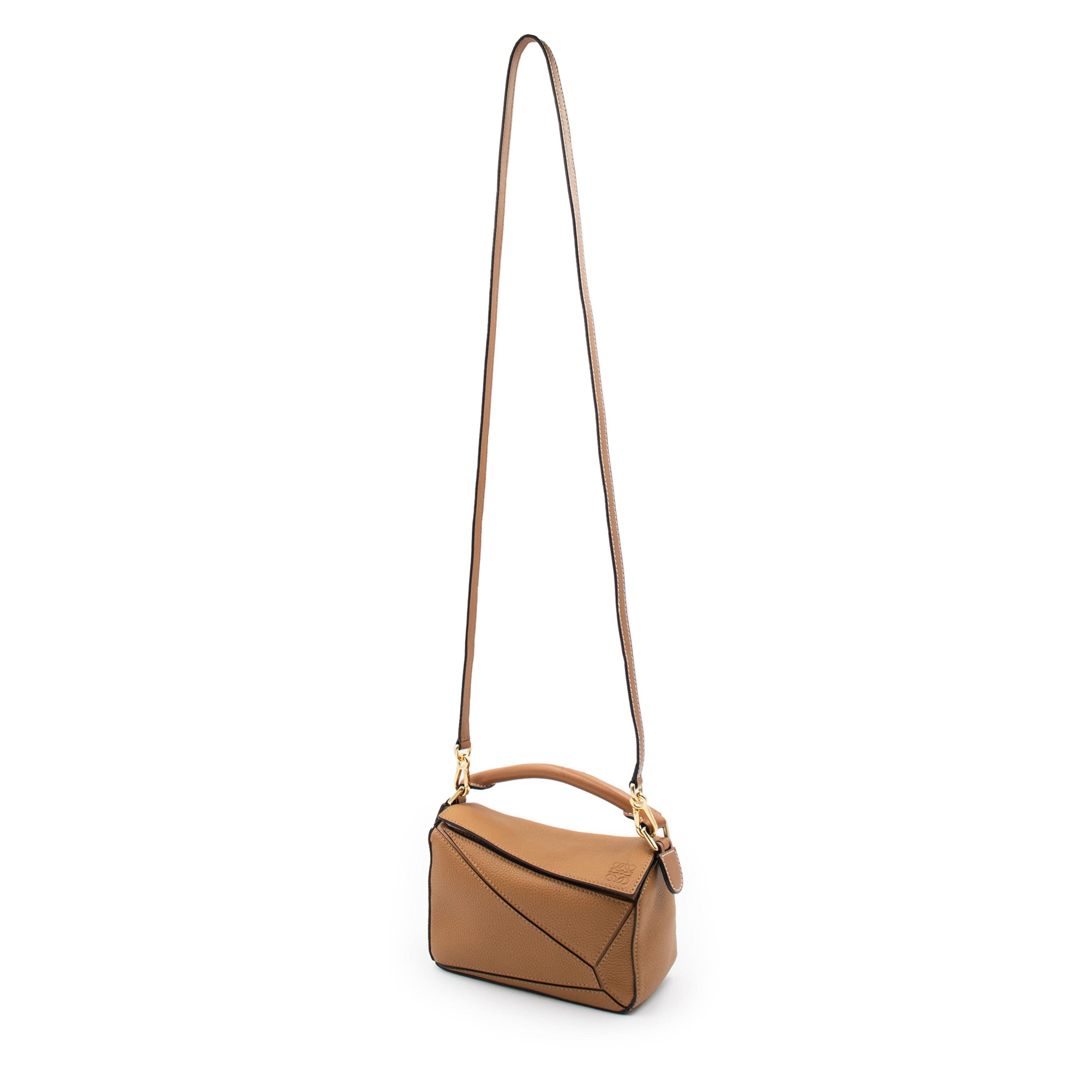 Mini Puzzle Bag in Soft Grained Calfskin in Light Caramel