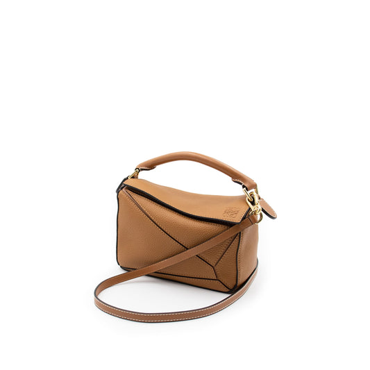 Mini Puzzle Bag in Soft Grained Calfskin in Light Caramel