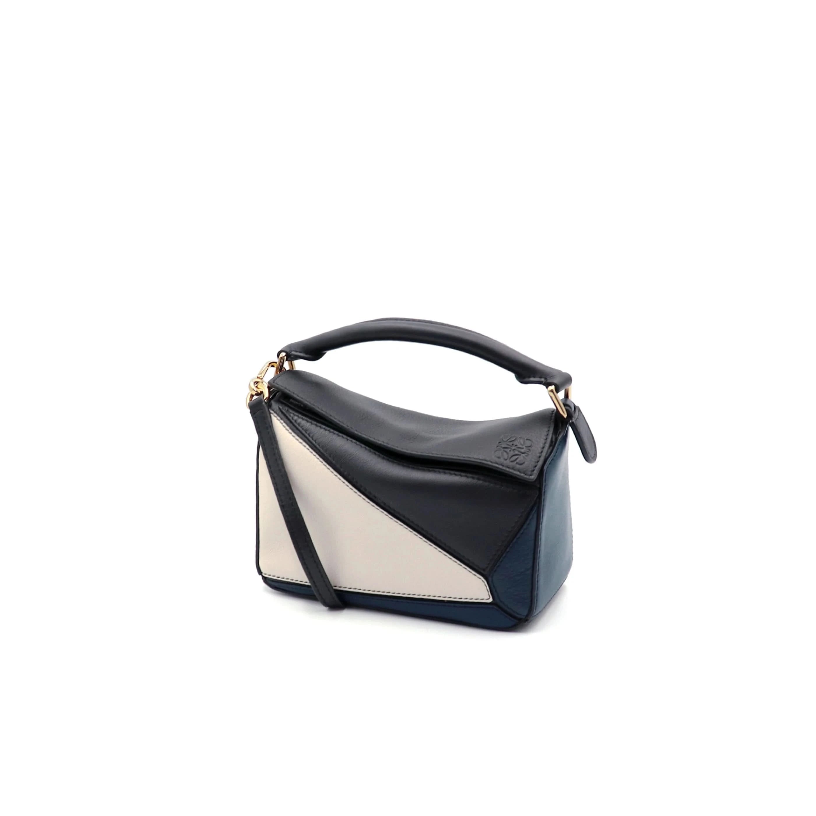 Mini Puzzle Bag in Classic Calfskin in Black/Angora