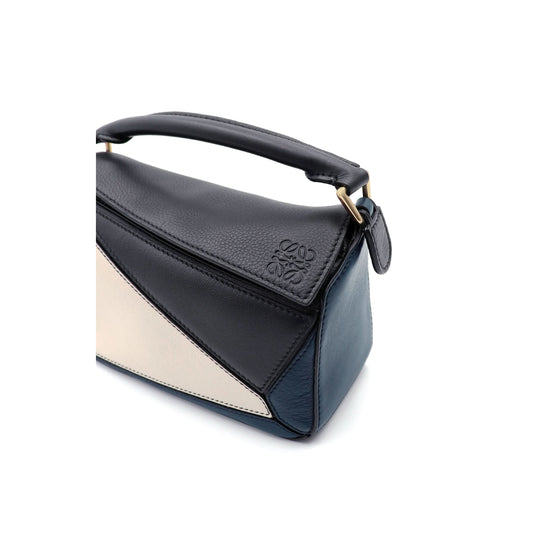 Mini Puzzle Bag in Classic Calfskin in Black/Angora