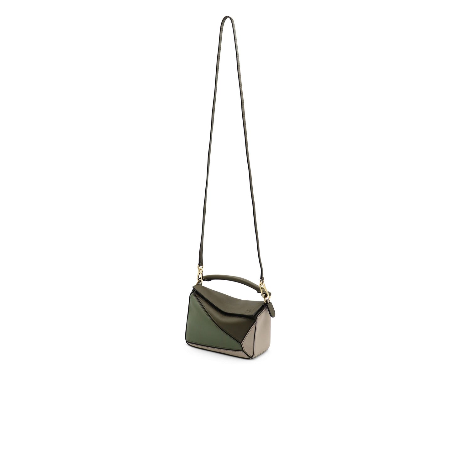 Mini Puzzle Bag in Classic Calfskin in Green/Light Oat