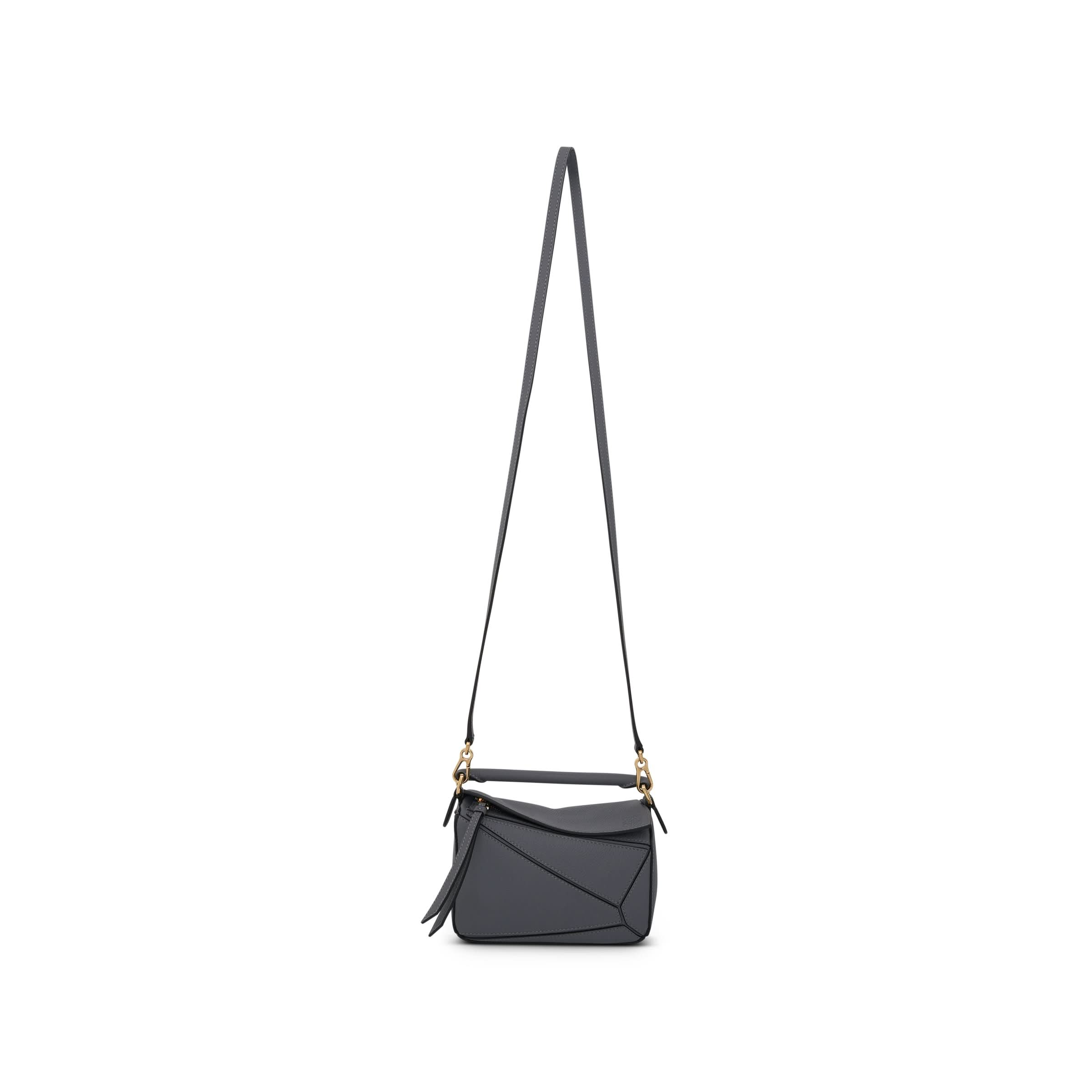 Mini Puzzle Bag in Soft Grained Calfskin in Asphalt Grey