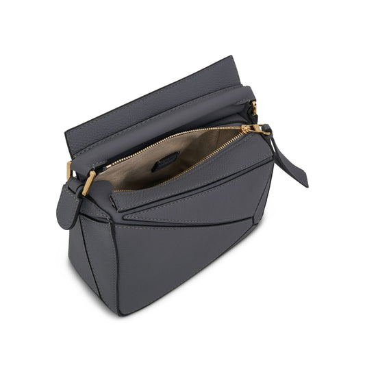 Mini Puzzle Bag in Soft Grained Calfskin in Asphalt Grey