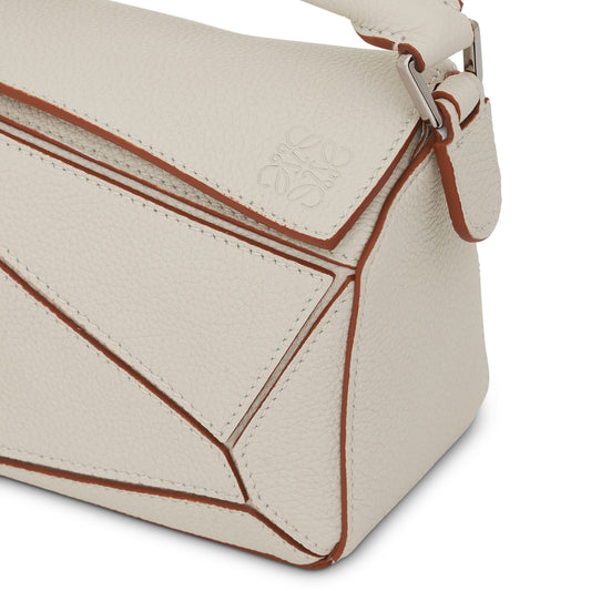 Mini Puzzle Bag in Soft Grained Calfskin in Soft White