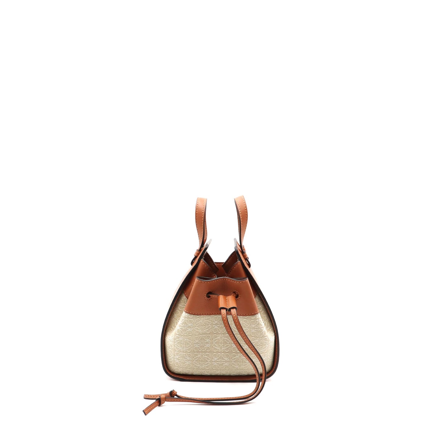 Mini Hammock Drawstring Bag in Anagram Jacquard and Calfskin in Ecru