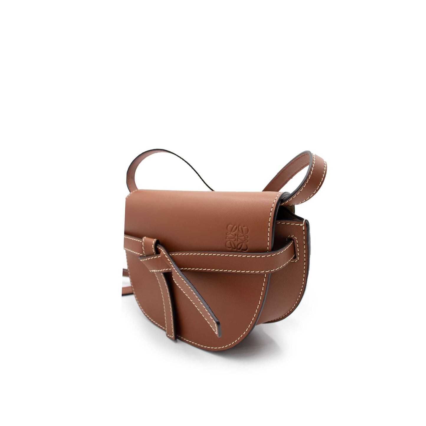 Mini Gate Dual Bag in Soft Calfskin in Rust Color