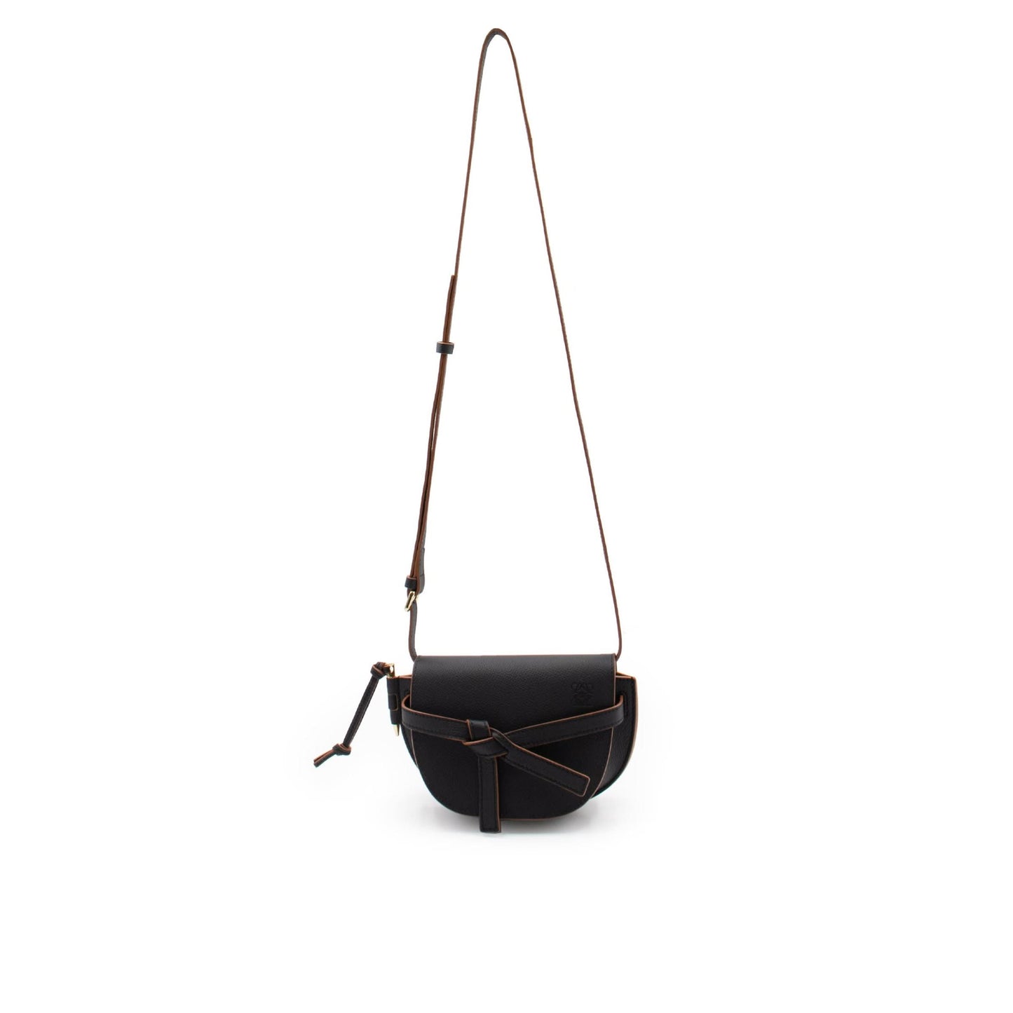 Mini Gate Dual Bag in Pebble Grain Calfskin in Black