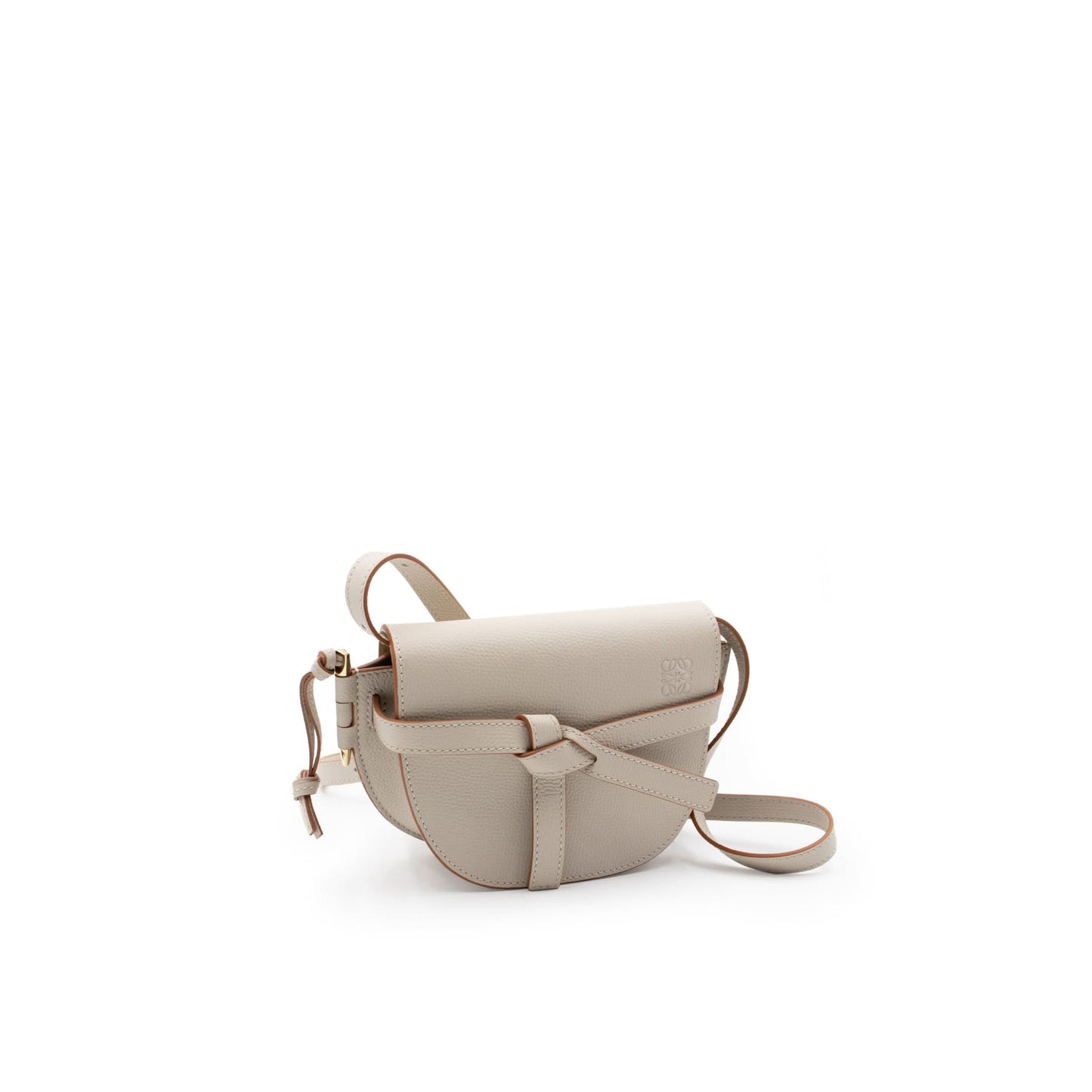 Mini Gate Dual Bag in Pebble Grain Calfskin in Light Ghost